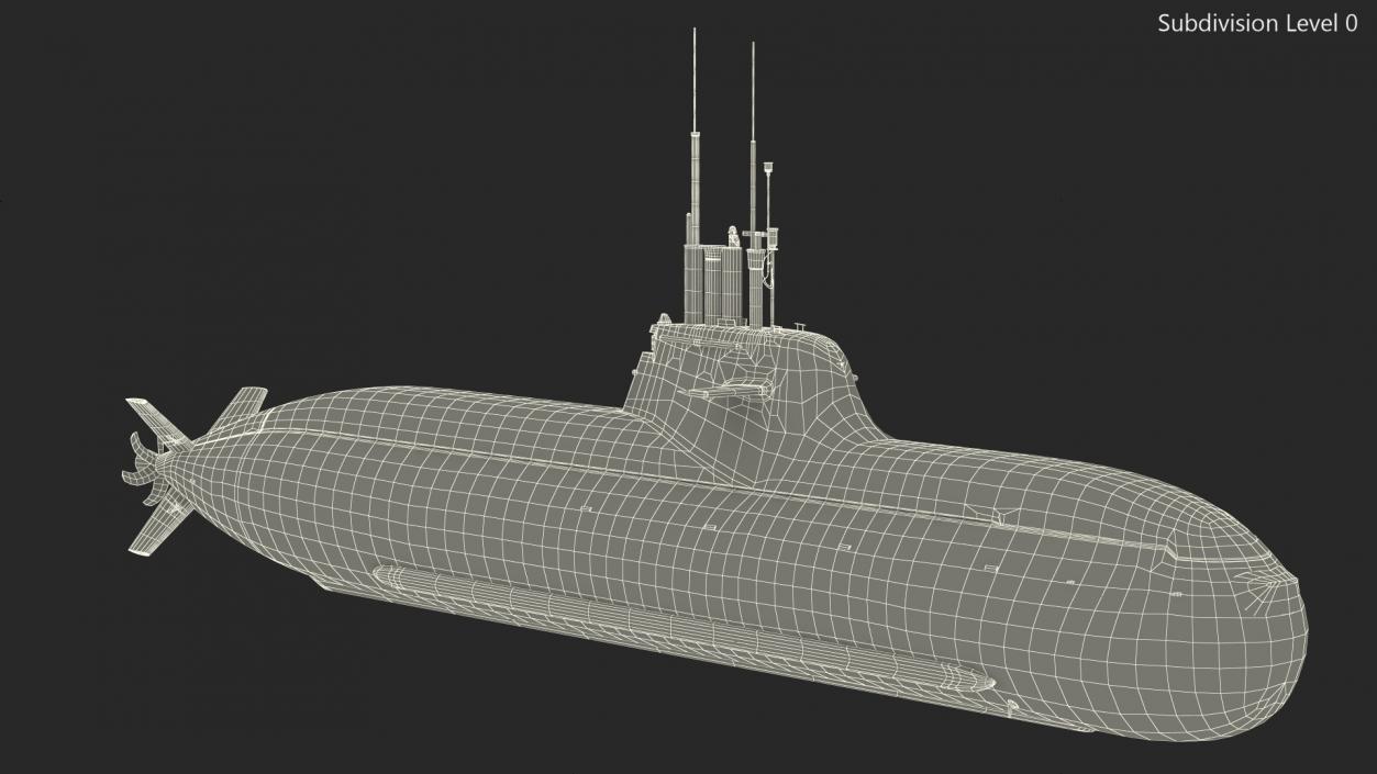 Diesel Electric Submarine HDW Class 212A Half Wet 3D model