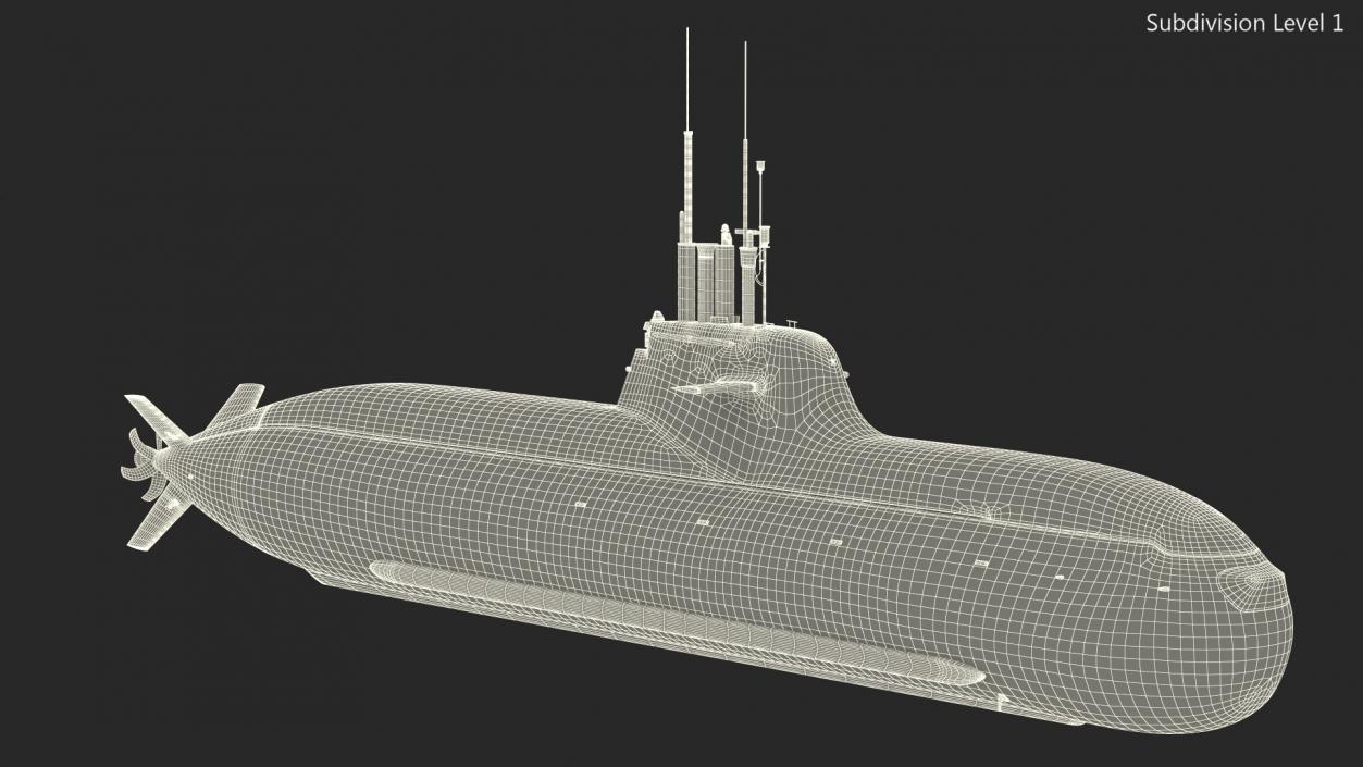 Diesel Electric Submarine HDW Class 212A Half Wet 3D model