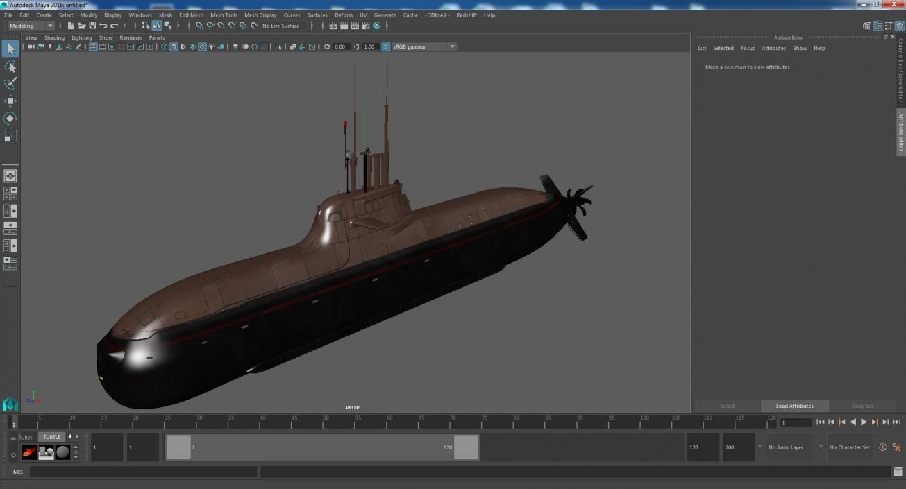 Diesel Electric Submarine HDW Class 212A Half Wet 3D model