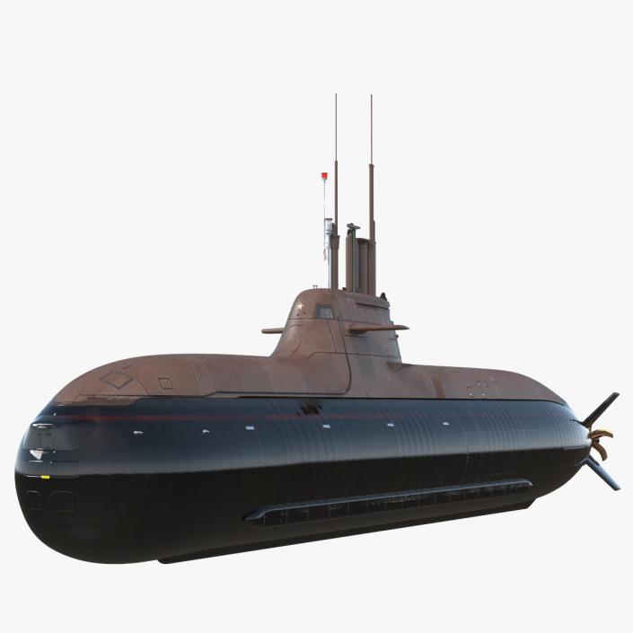 Diesel Electric Submarine HDW Class 212A Half Wet 3D model