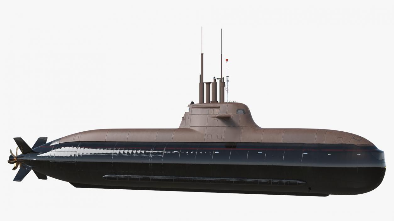 Diesel Electric Submarine HDW Class 212A Half Wet 3D model