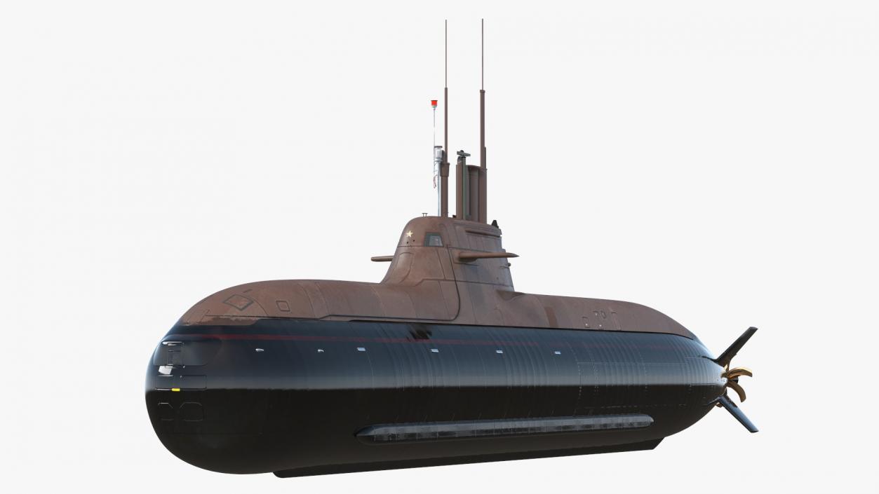 Diesel Electric Submarine HDW Class 212A Half Wet 3D model