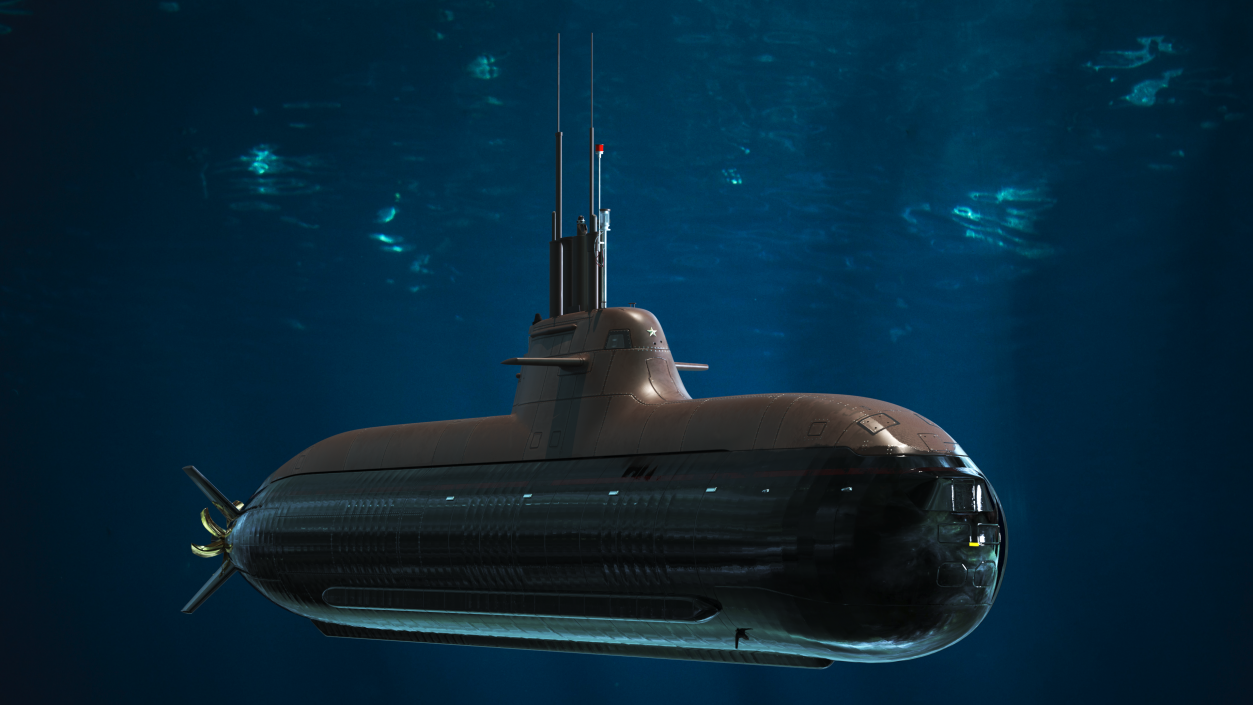 Diesel Electric Submarine HDW Class 212A Half Wet 3D model