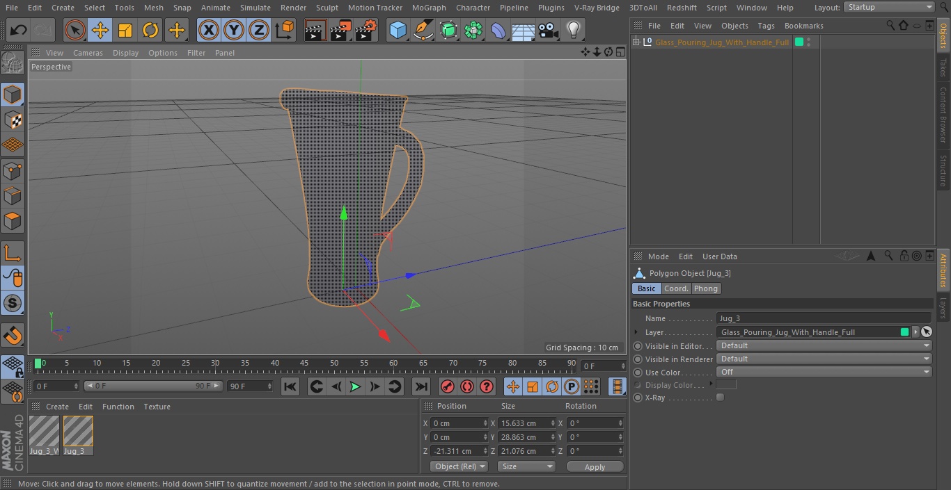 Glass Pouring Jug With Handle Full 3D model