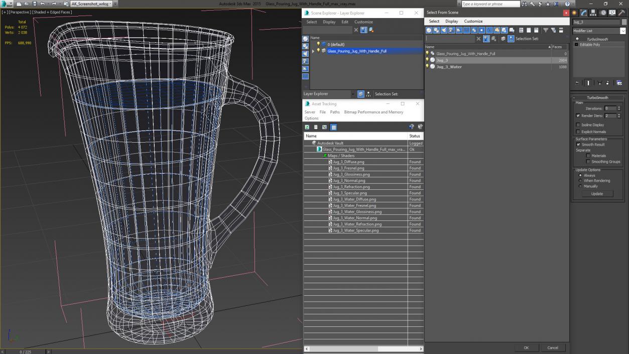 Glass Pouring Jug With Handle Full 3D model