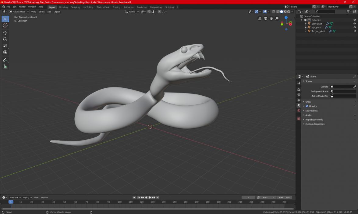 Attacking Green Snake Trimeresurus 3D model