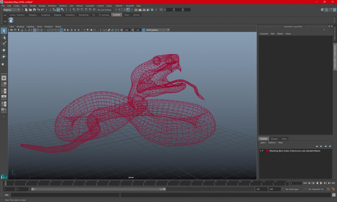 Attacking Green Snake Trimeresurus 3D model