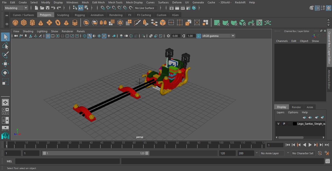 Lego Santas Sleigh with Gifts 3D model