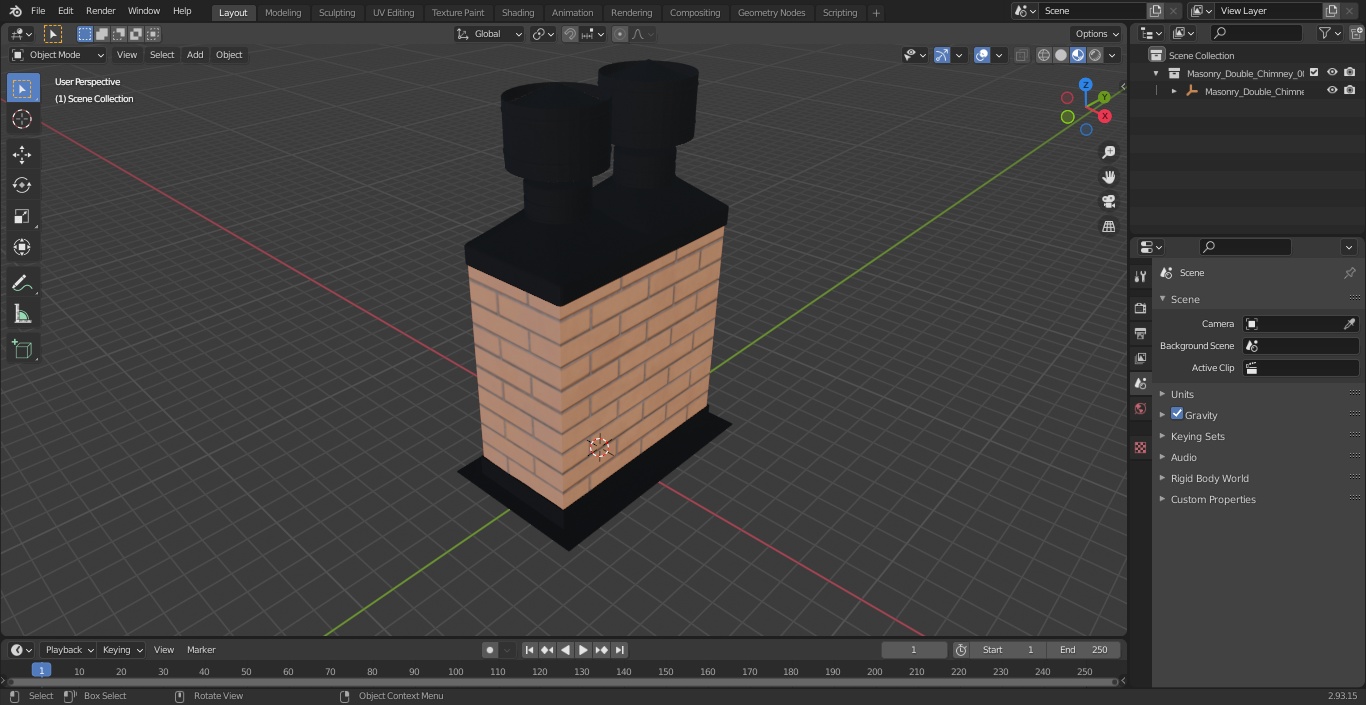 Masonry Double Chimney 3D