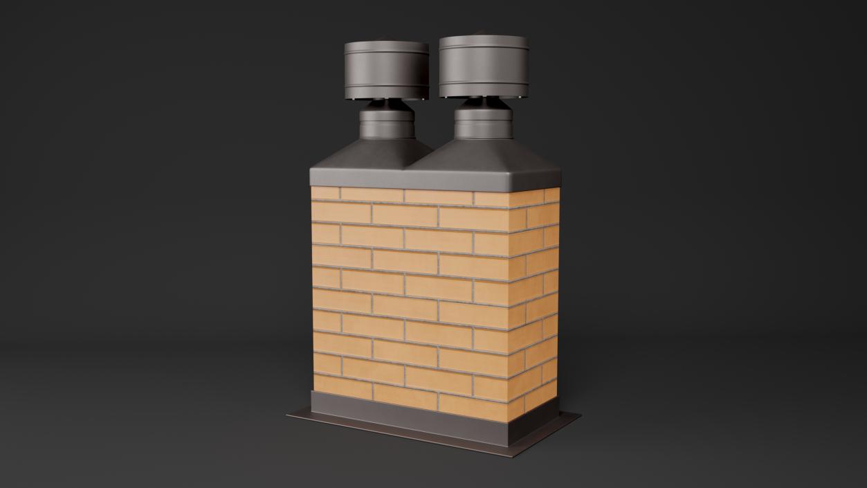 Masonry Double Chimney 3D