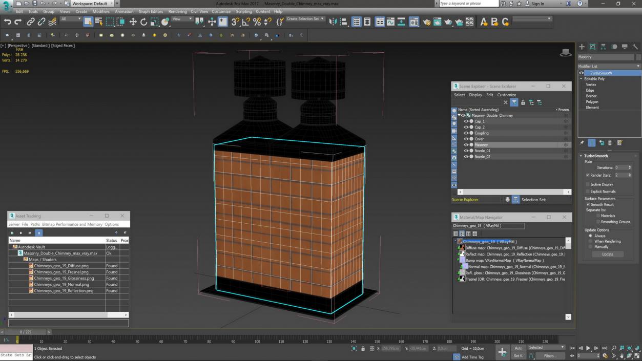 Masonry Double Chimney 3D