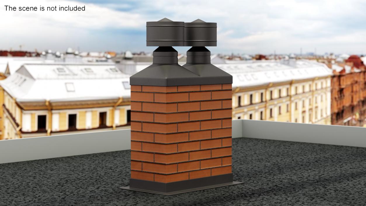 Masonry Double Chimney 3D