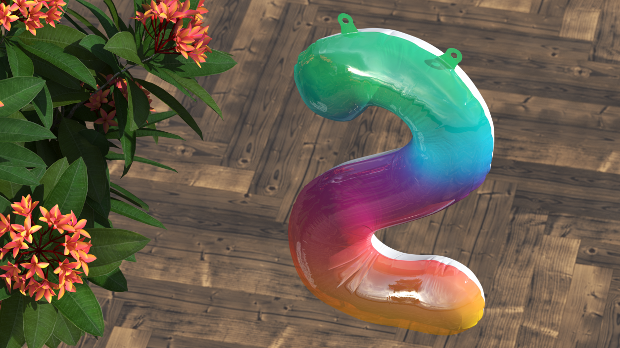 3D model Balloon Numbers 2 Rainbow