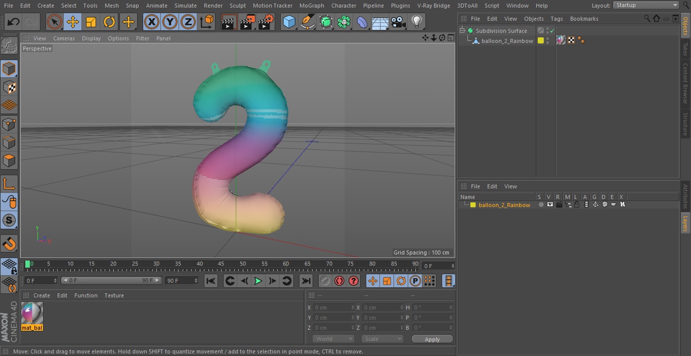 3D model Balloon Numbers 2 Rainbow