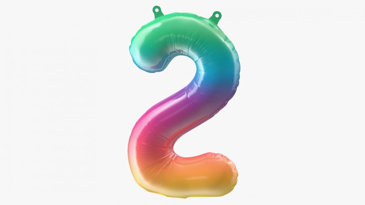 3D model Balloon Numbers 2 Rainbow