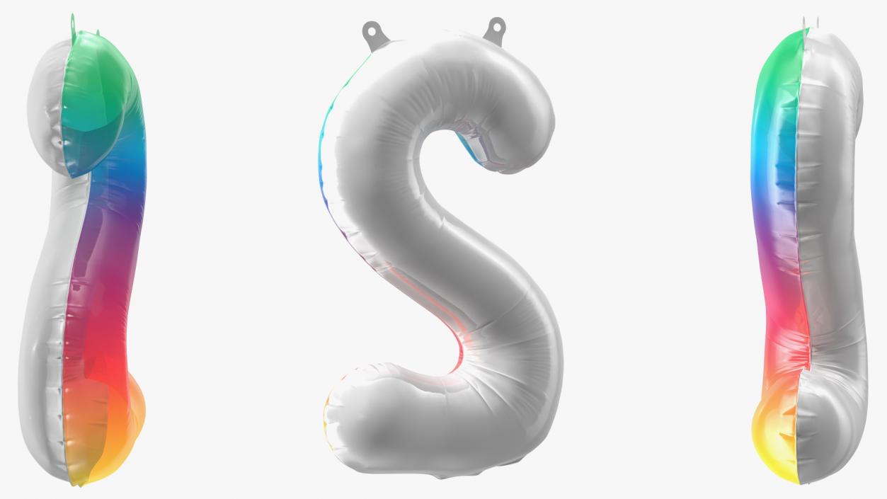 3D model Balloon Numbers 2 Rainbow