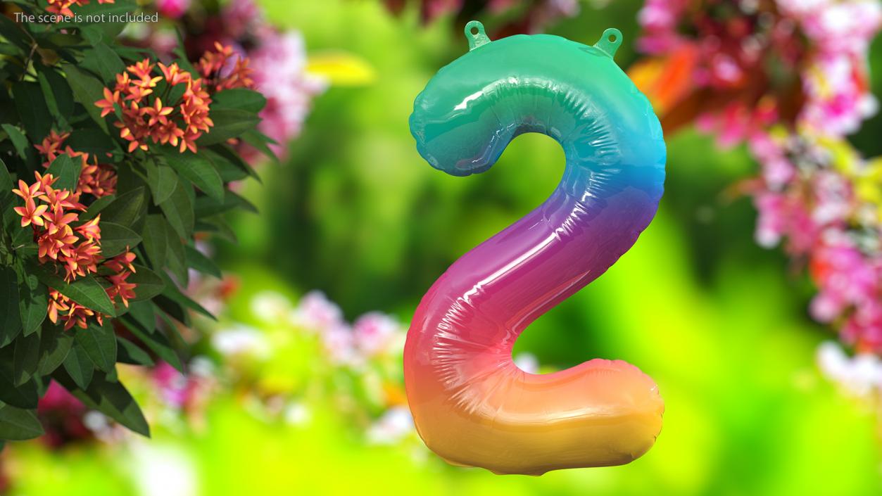 3D model Balloon Numbers 2 Rainbow