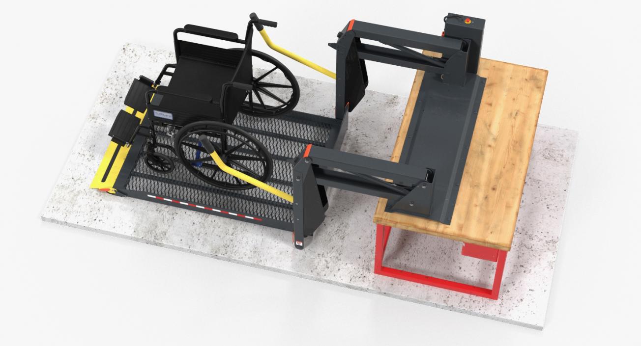 3D model Hydraulic Lift with Wheelchair