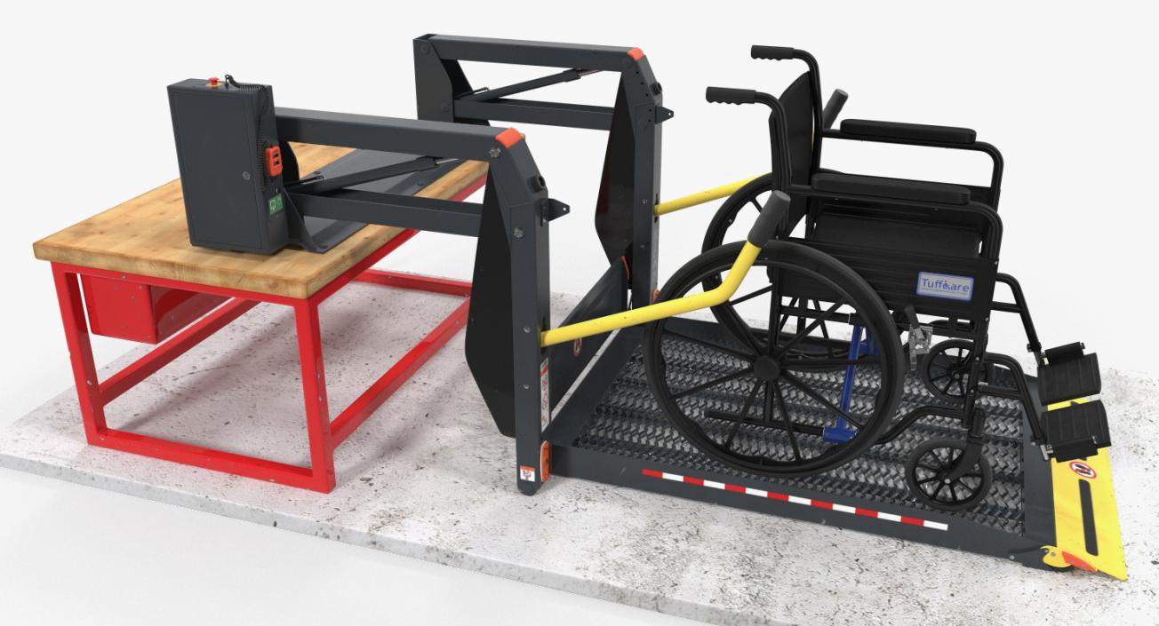 3D model Hydraulic Lift with Wheelchair