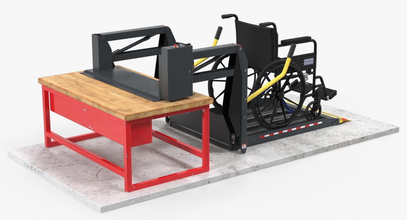 3D model Hydraulic Lift with Wheelchair