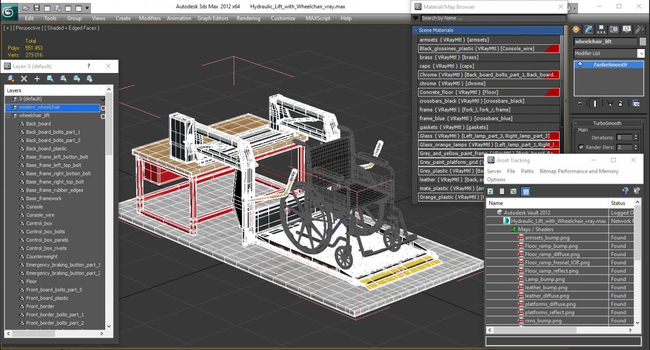 3D model Hydraulic Lift with Wheelchair