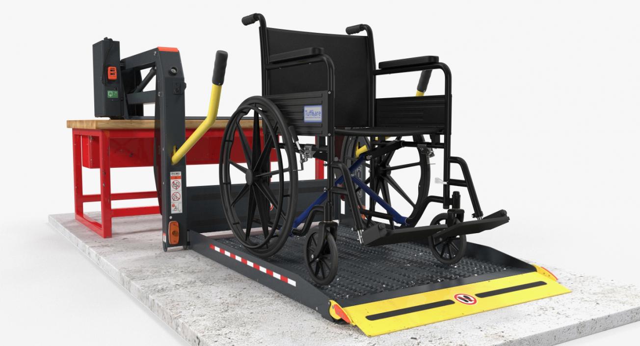 3D model Hydraulic Lift with Wheelchair