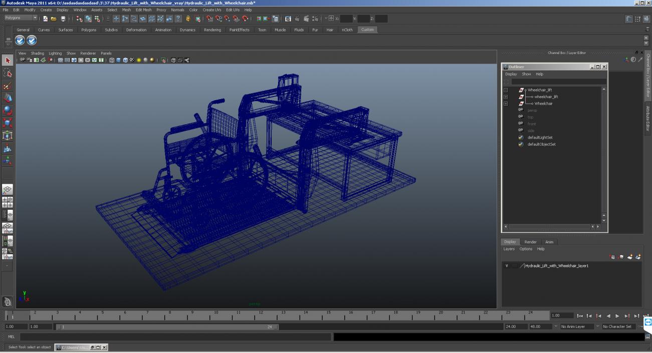 3D model Hydraulic Lift with Wheelchair