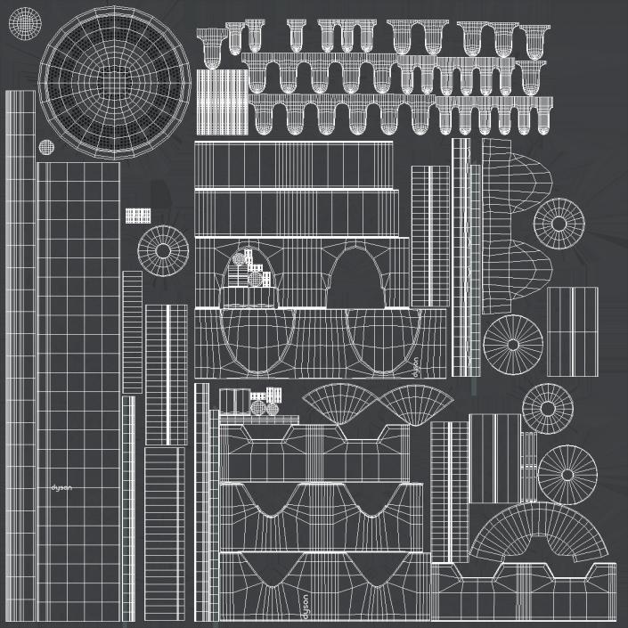 3D model Dyson Styling Attachments for Hair Dryer