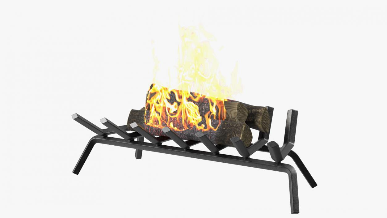 3D Fireplace Grate with Burning Logs model