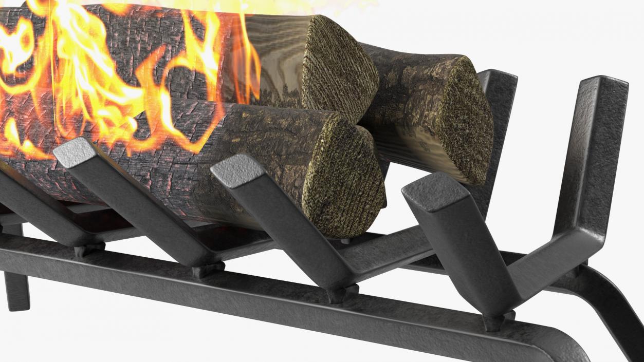 3D Fireplace Grate with Burning Logs model