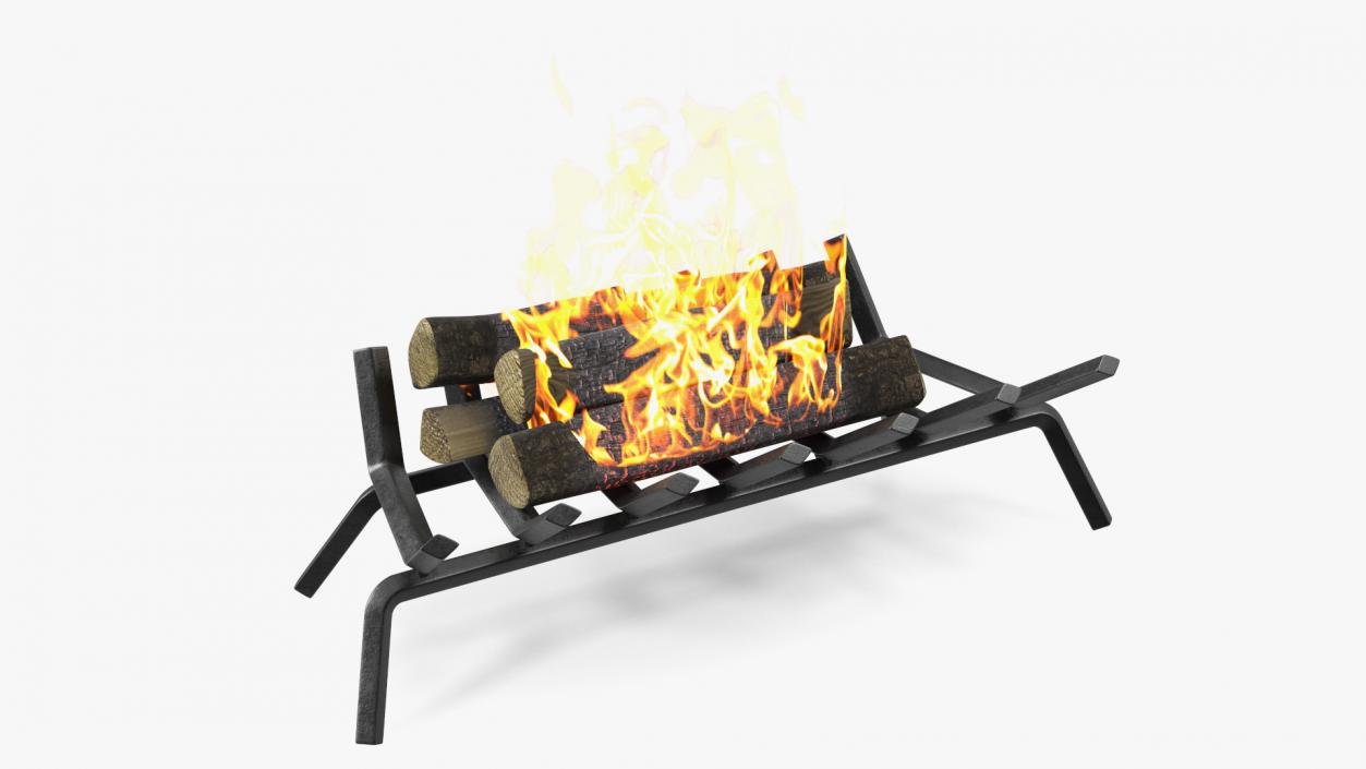 3D Fireplace Grate with Burning Logs model