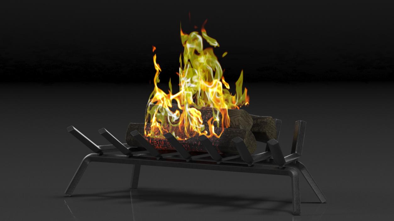 3D Fireplace Grate with Burning Logs model