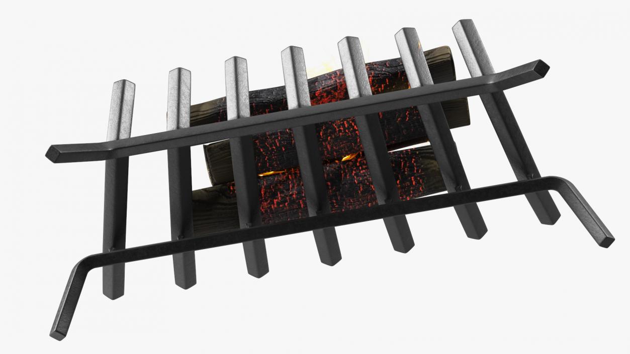 3D Fireplace Grate with Burning Logs model