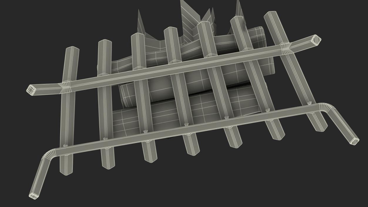 3D Fireplace Grate with Burning Logs model