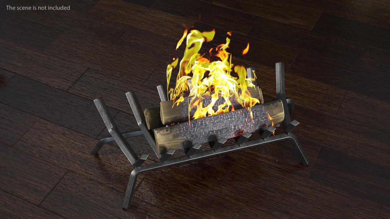 3D Fireplace Grate with Burning Logs model