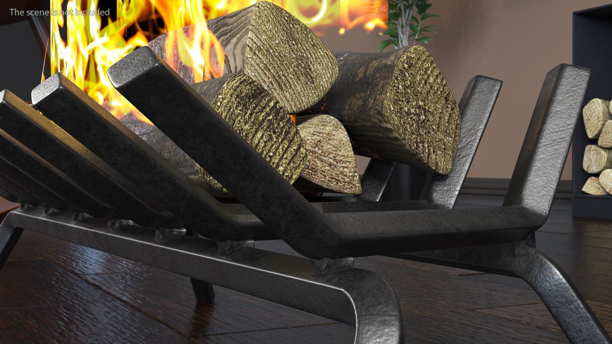 3D Fireplace Grate with Burning Logs model