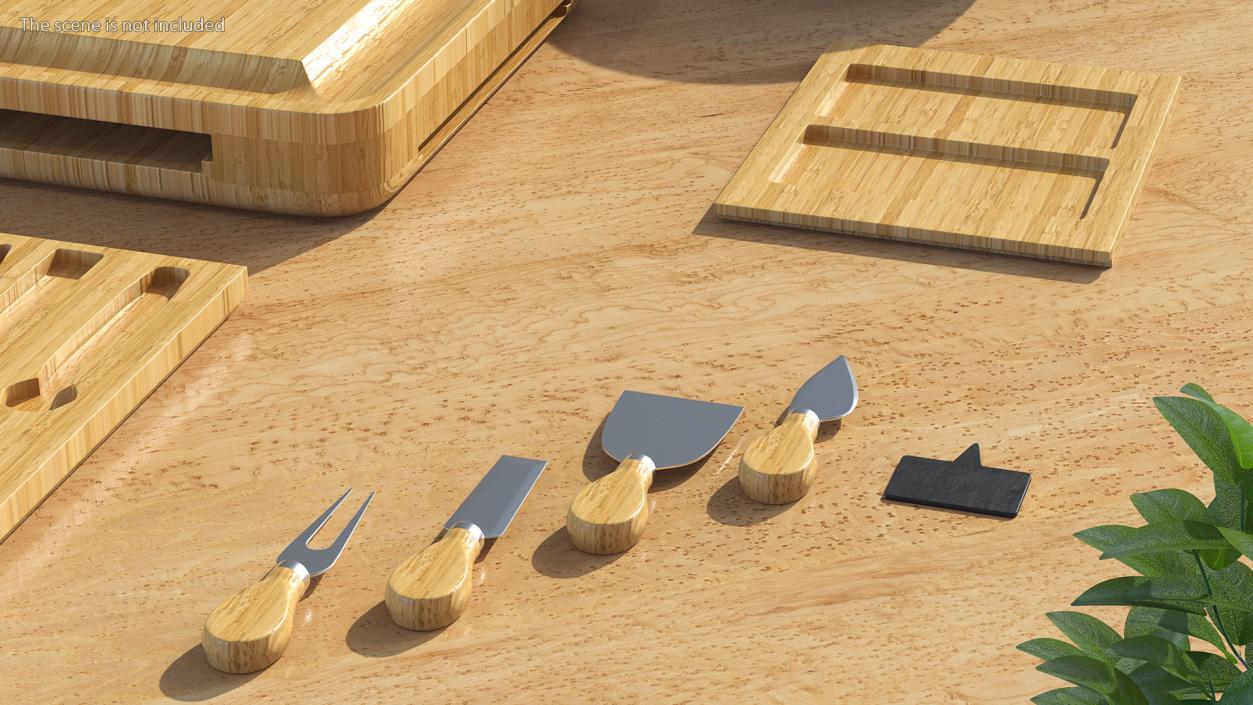 3D Bamboo Cheese Board with Cutlery Set