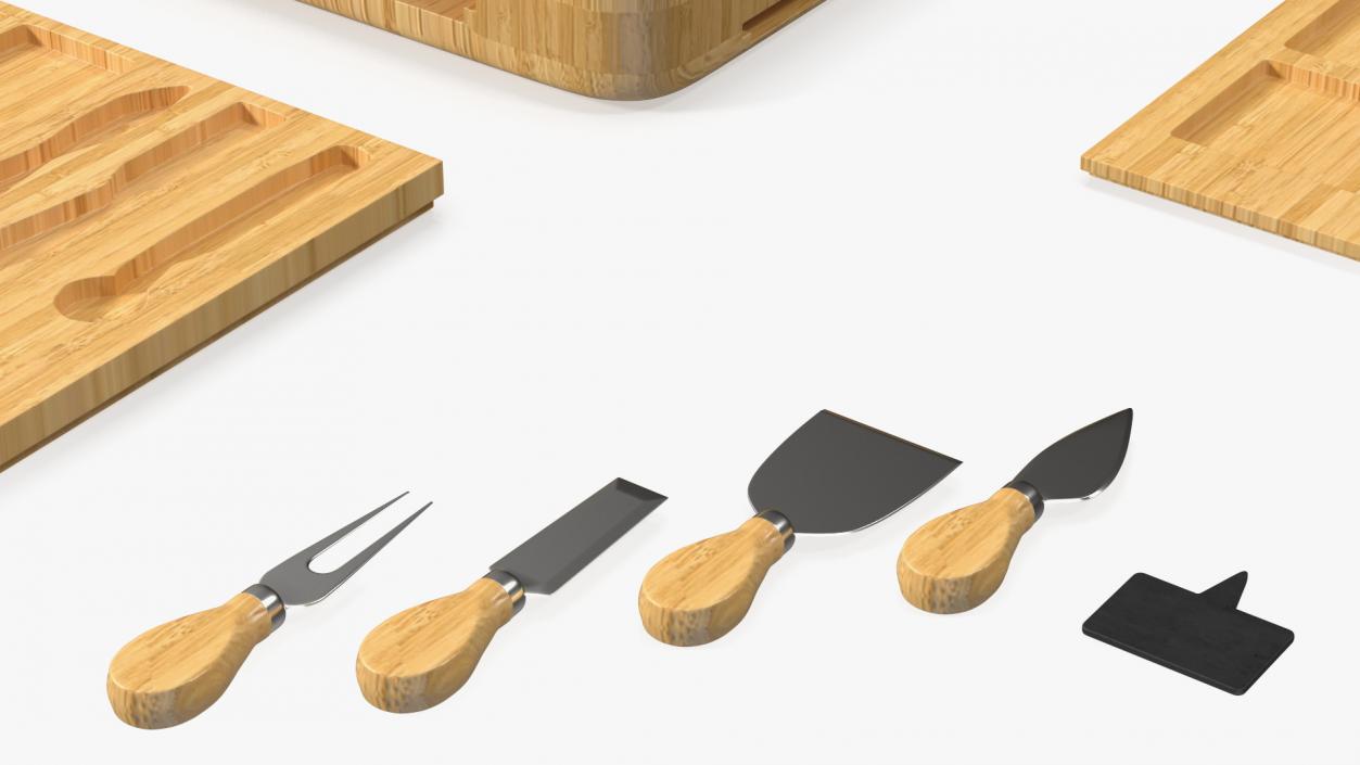 3D Bamboo Cheese Board with Cutlery Set