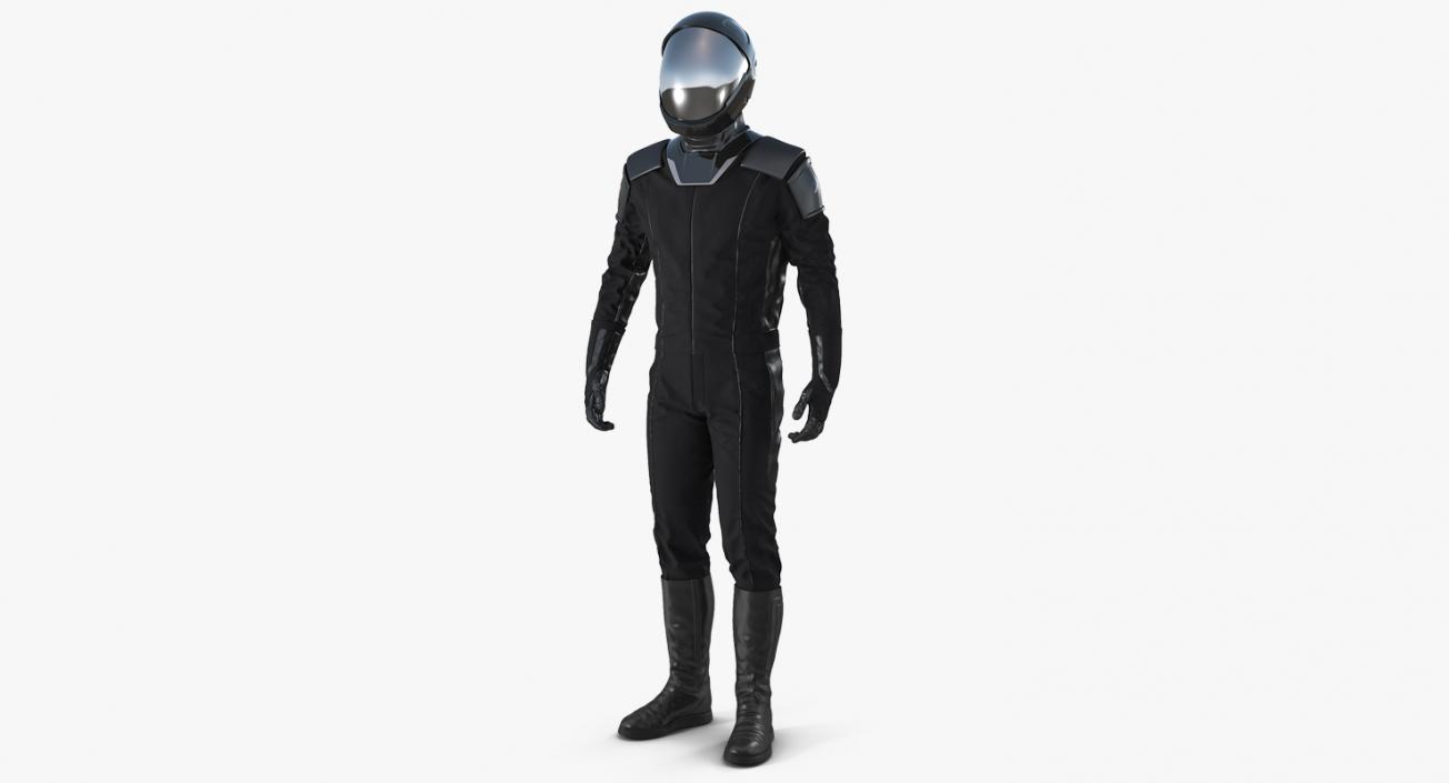 Sci-Fi Space Suit Black Standing Pose 3D