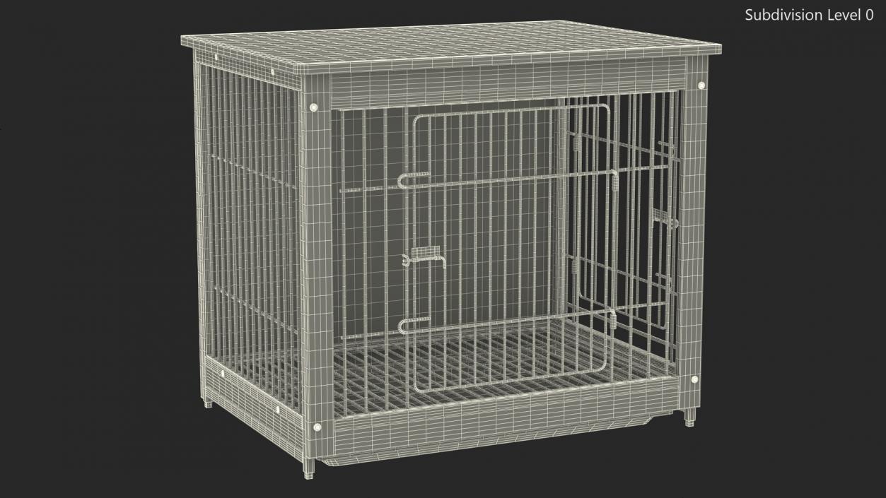 Wooden Crate with Metal Grid for Pets 3D