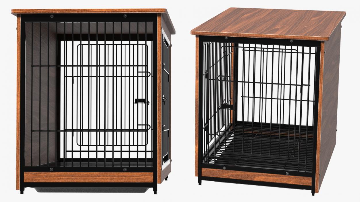 Wooden Crate with Metal Grid for Pets 3D