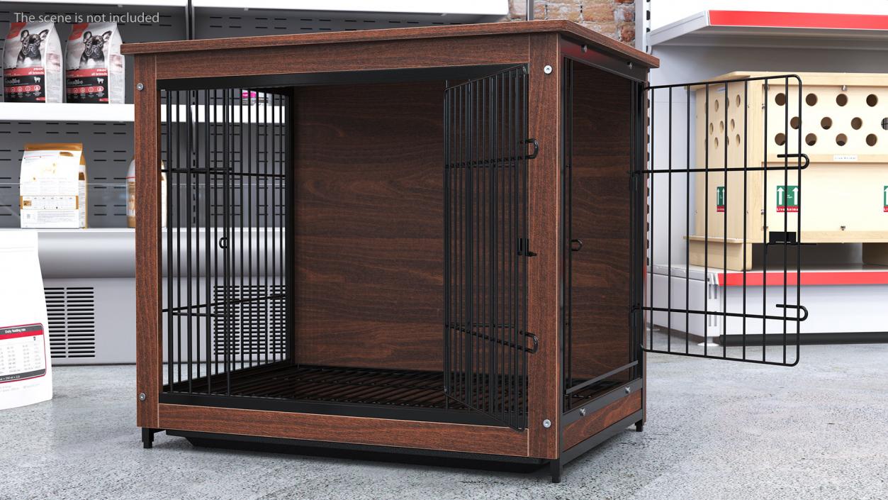 Wooden Crate with Metal Grid for Pets 3D