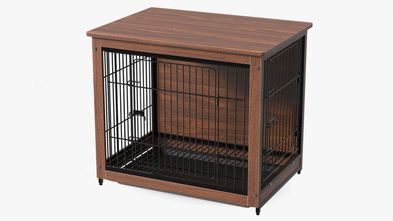 Wooden Crate with Metal Grid for Pets 3D