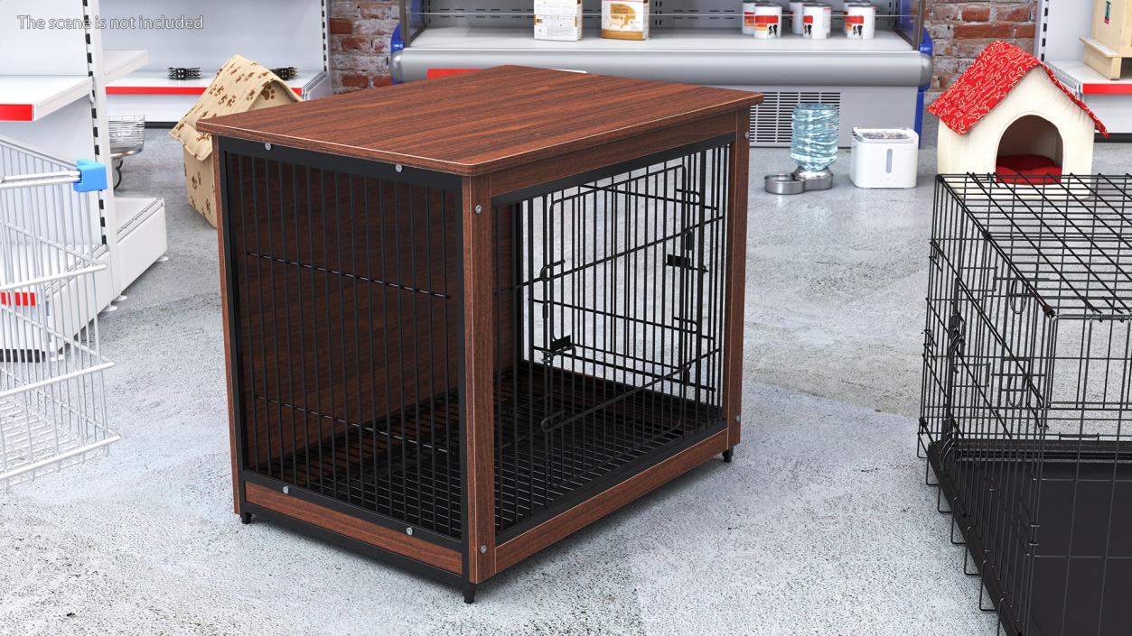 Wooden Crate with Metal Grid for Pets 3D