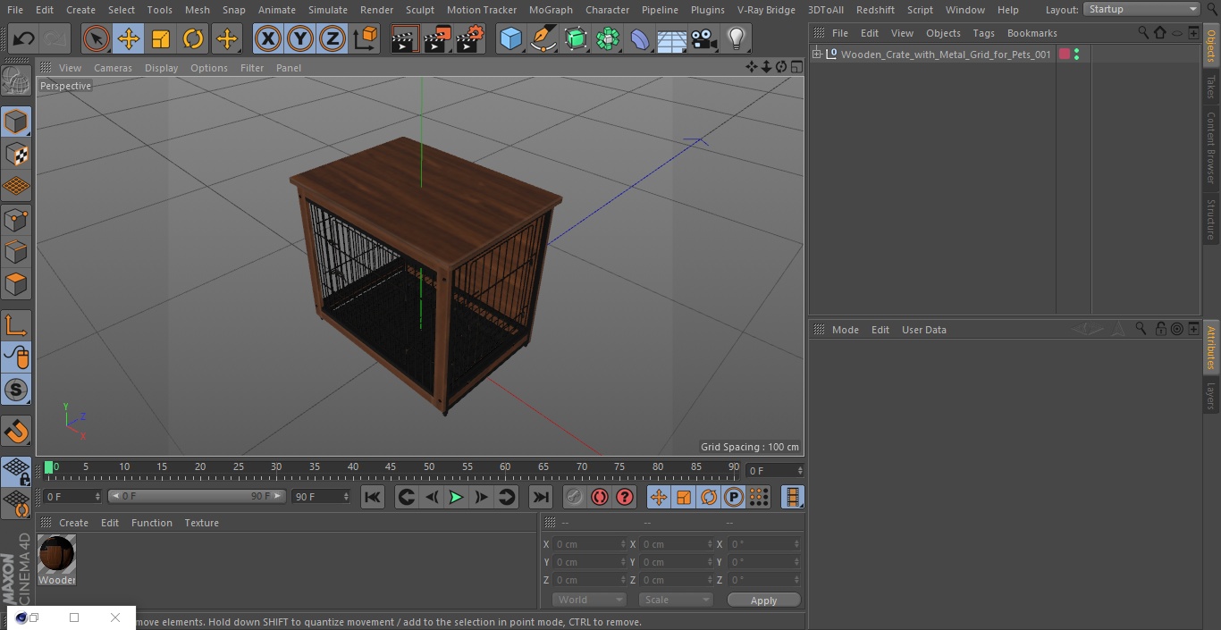 Wooden Crate with Metal Grid for Pets 3D