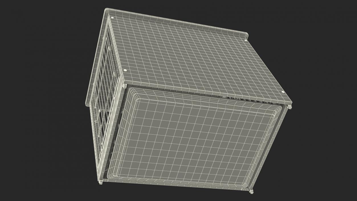 Wooden Crate with Metal Grid for Pets 3D