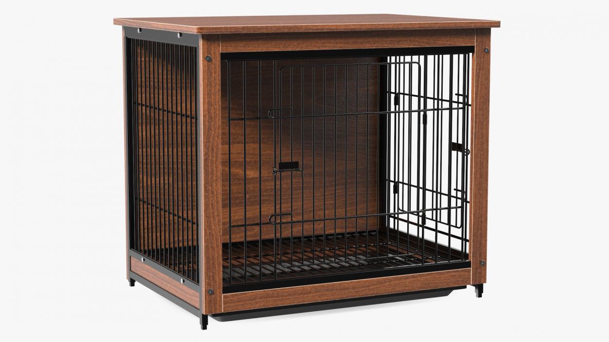 Wooden Crate with Metal Grid for Pets 3D