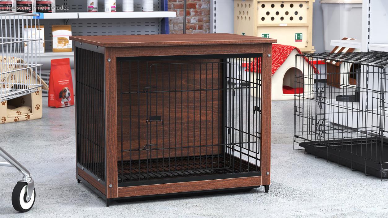 Wooden Crate with Metal Grid for Pets 3D