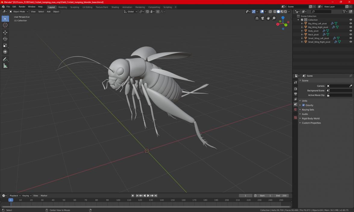 3D Field Cricket Jumping 2 model