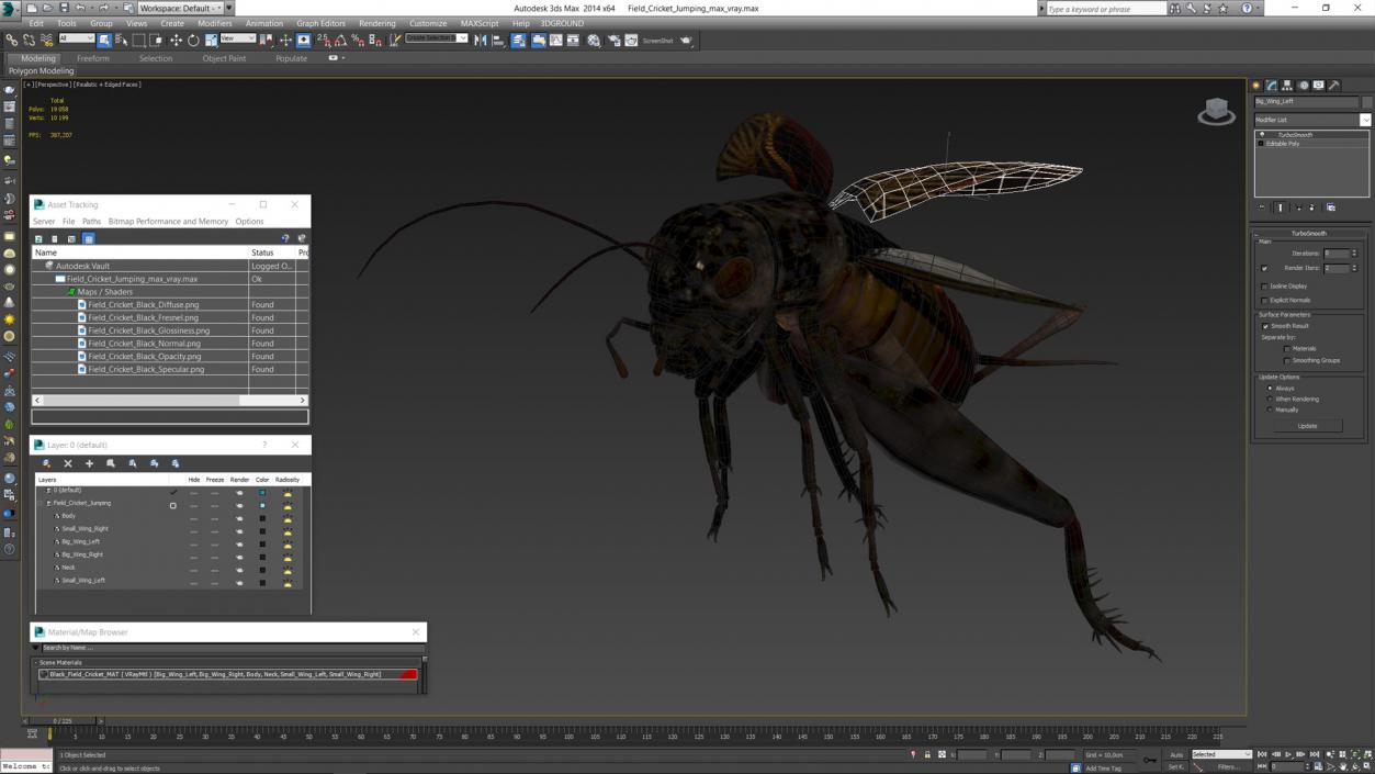 3D Field Cricket Jumping 2 model